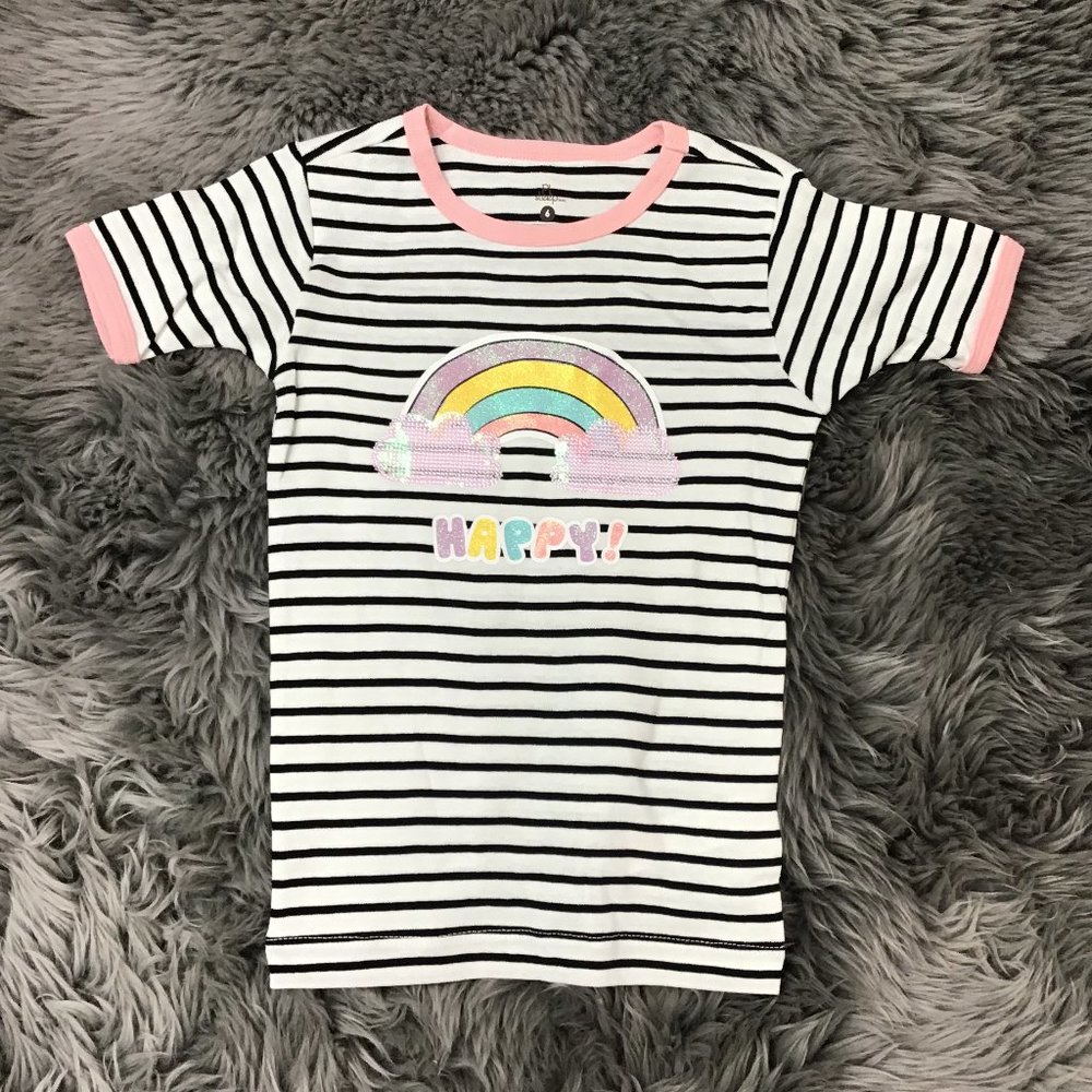 PL Sleep | Girl's Sleep T-shirt | Stripes | Rainbow | Size 6